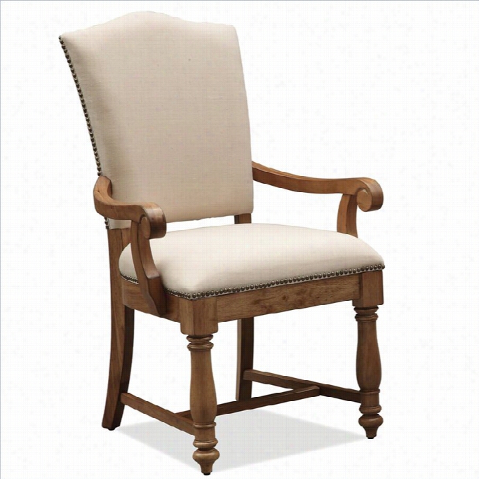 River Furniture Summerhill Upholstered Aarm Dining Chair In Canby Rustic Pine