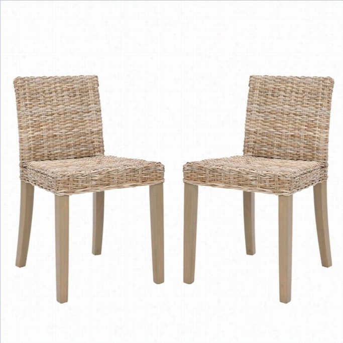 Safavieh Charlotte Chic Wicker Dining Chair In Grey( Se T Of 2)