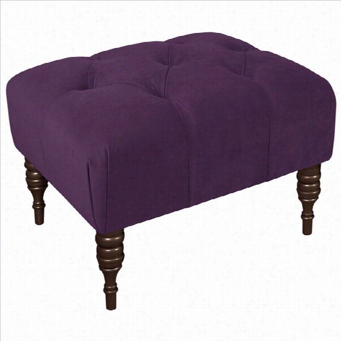 Skyline F Urnniture Tufted Sqaure Ottoman N Aubergine