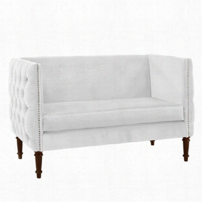 Skyline Nil Button Tufted Settee Loveseat In White