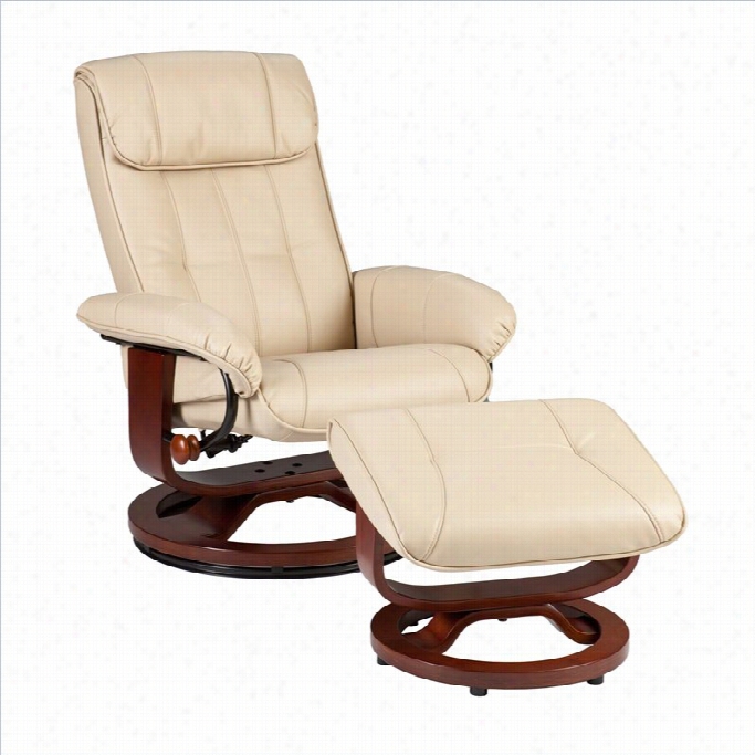 Southern Entreprises Leather Recliner And Ottoman In Taupe