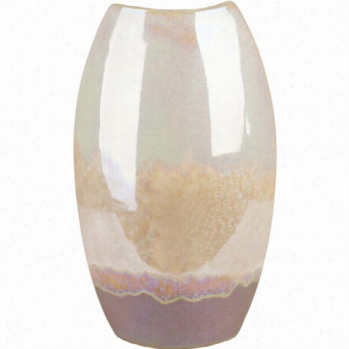 Surya Adele 15.75 X 9.45 Ceramic Vase In Glossy Gray And  Beibe