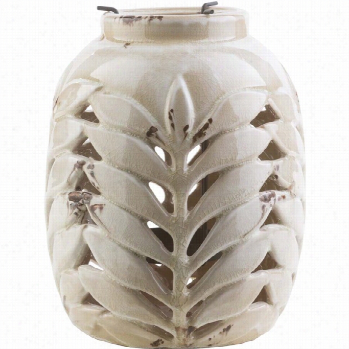 Surya Fern 8.7 X 7.1 Ceramci Lantern In Gllossy Ivory