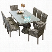 TKC Cape Cod 9 Piece Wicker Patio Dining Set in Vintage Stone