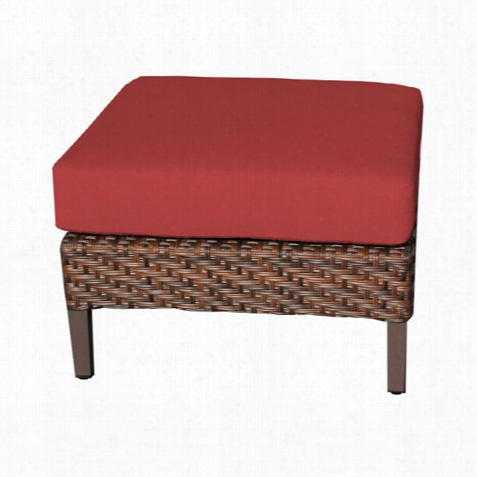 Tkc Carmel Patio Wi Cker Ottoman In Terracotta