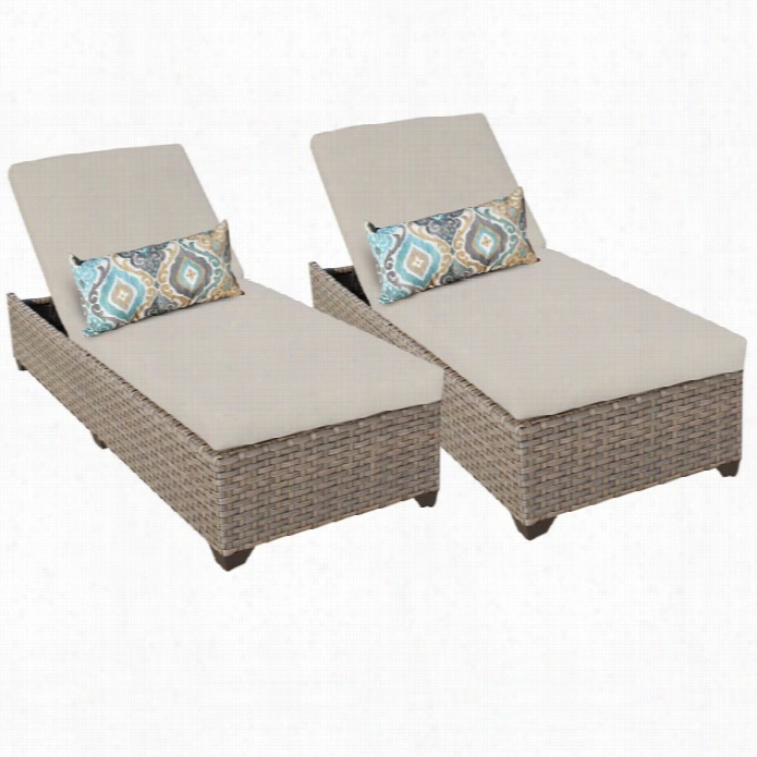 Tkc Monterey Wickeer Patio Lounges In Beige (set Of 2)