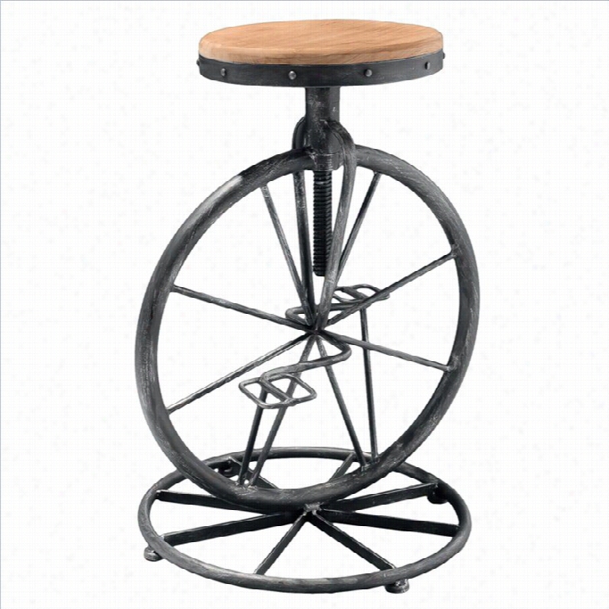 Trent Home 26 Daivde Bicycle Wheel Adjustable Bar Stool In Natural