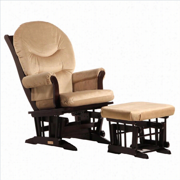 Ultramotion By Dutailier Sleigh Glider And Ottoman Set In Espresso And Light Brown