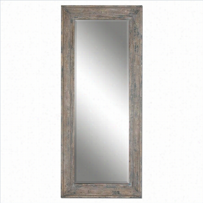 Greatest Missoula Leaner Mirror In Distressed Blue Green