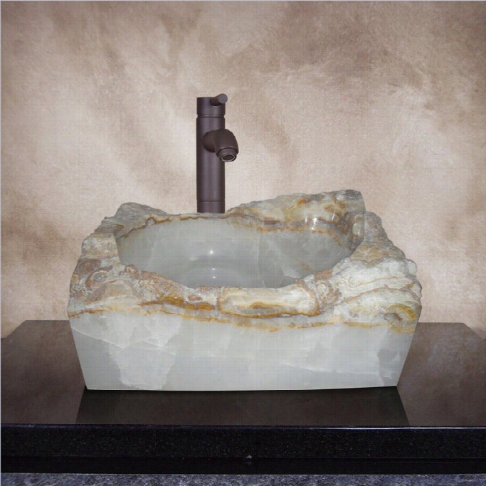 Yosemite Home Decor Onyx Stone Vessel Sink In  White