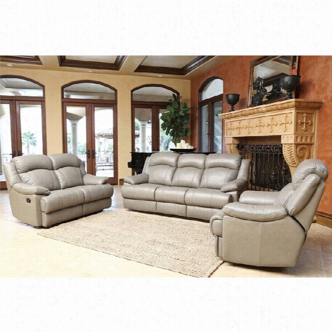 Abbyson Living Holdden Leather 3 Piece Sofa Set In Grey