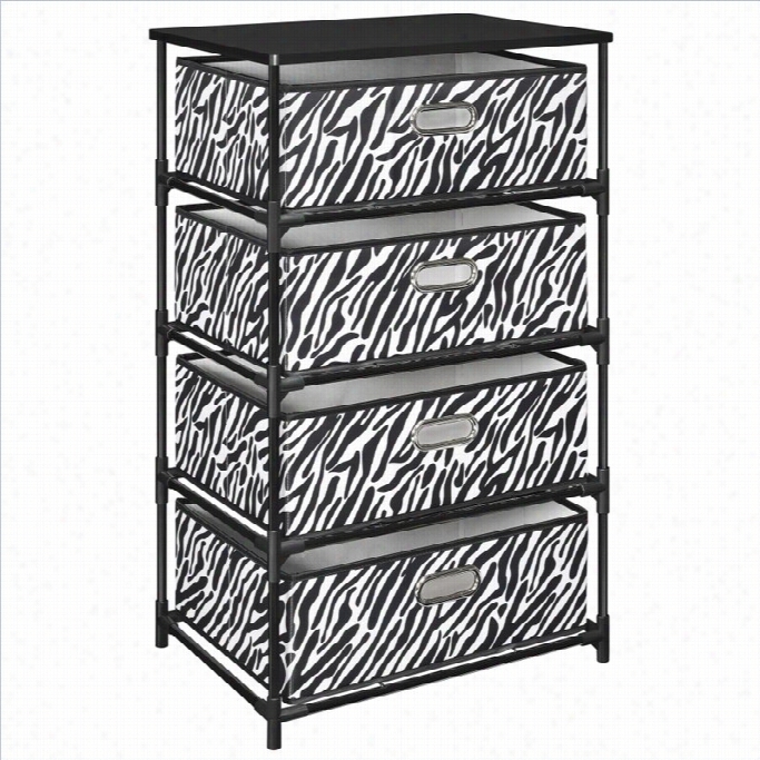 Altra Equipage 4-bin Storage Result Table In Black And Zebra Print