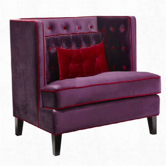 Armen Living Moulin Chair In Purple Adn Red Piping