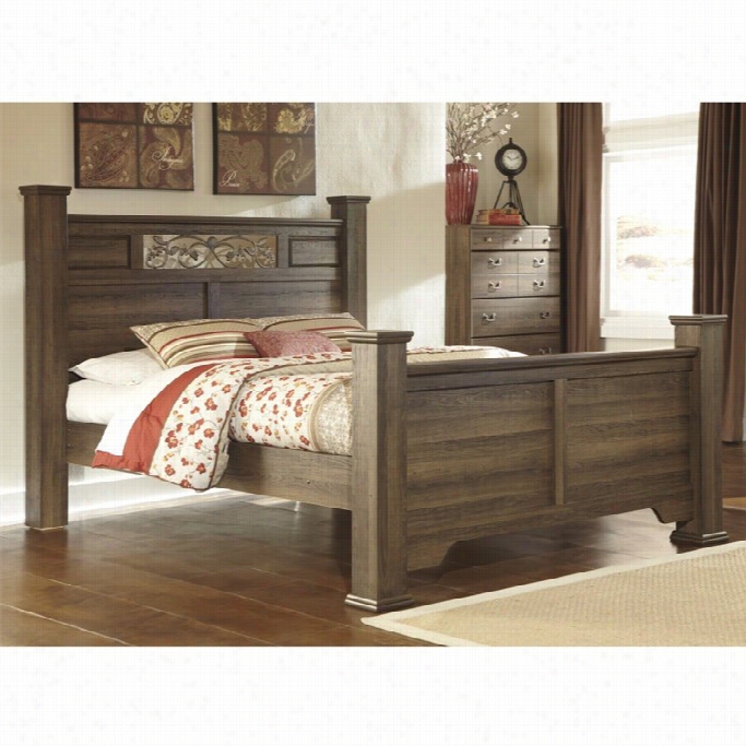 Ashley Allymore Wood Queen Placard Panel Bed In Brown