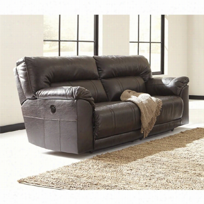 Ashley Barrettsville 2 Seat Leather Ableness Revlining Sofa In Chocolate