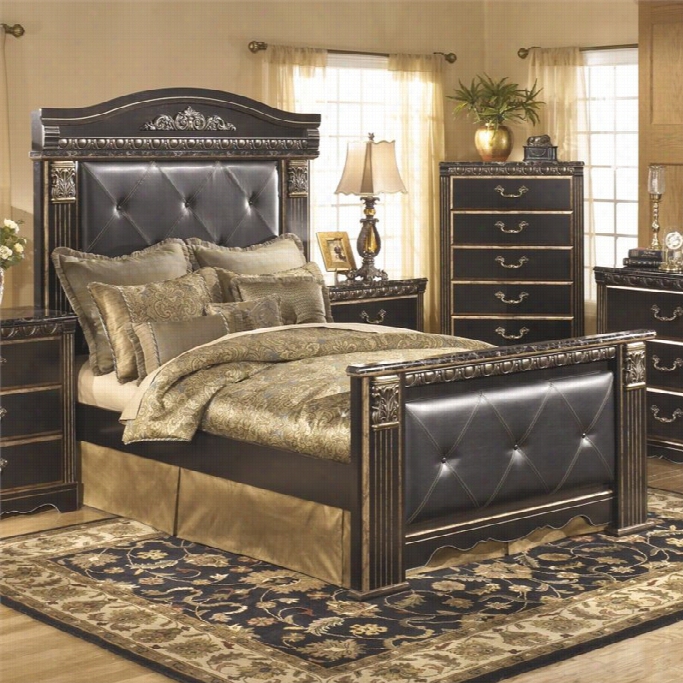 Ashley Coa L Creek Upholstered Queen Panel Bed In Dark Brown