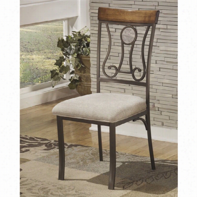 Ashley Hopstand Upholstered Dining Side Chair In Brown