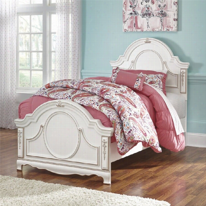 Ashle Ykorabella Wood Twin Panel Bed In White