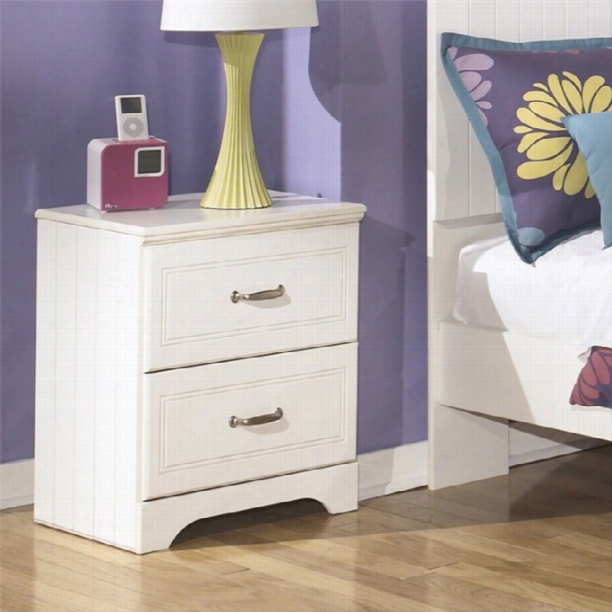 Ashley Lulu 2 Drawer Wood Nightstand In White