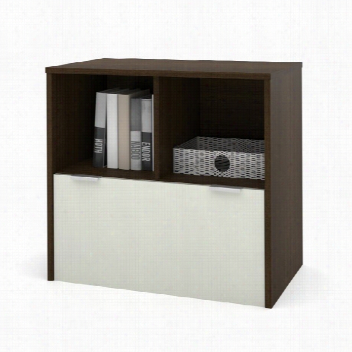 Bestar I3 Filing Cabibnet With Drawer In Tuxedo And Sandstone