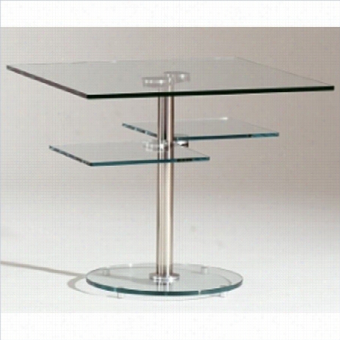 Chintaly Square Lamp Table In Cclear And Chrome