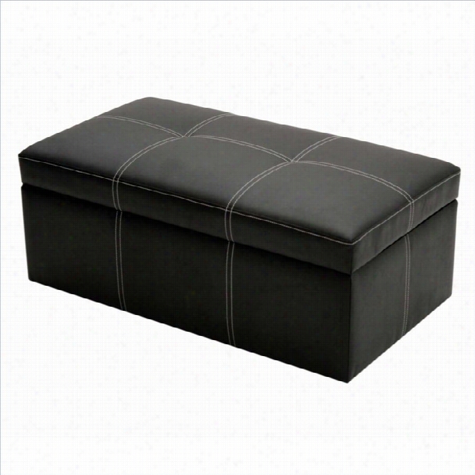 Dhp Delaney Faux Leather Storage Ottoma N Bench In Black