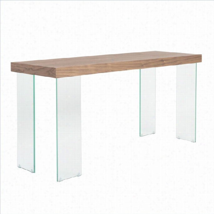 Eurostyle Cabrio Console Table In Clear And Walnut