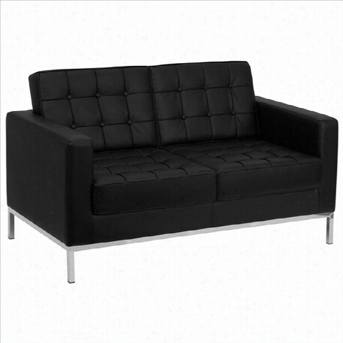 Flash Furniture Hercules Lacey Series Contemporary Love Seat In Black