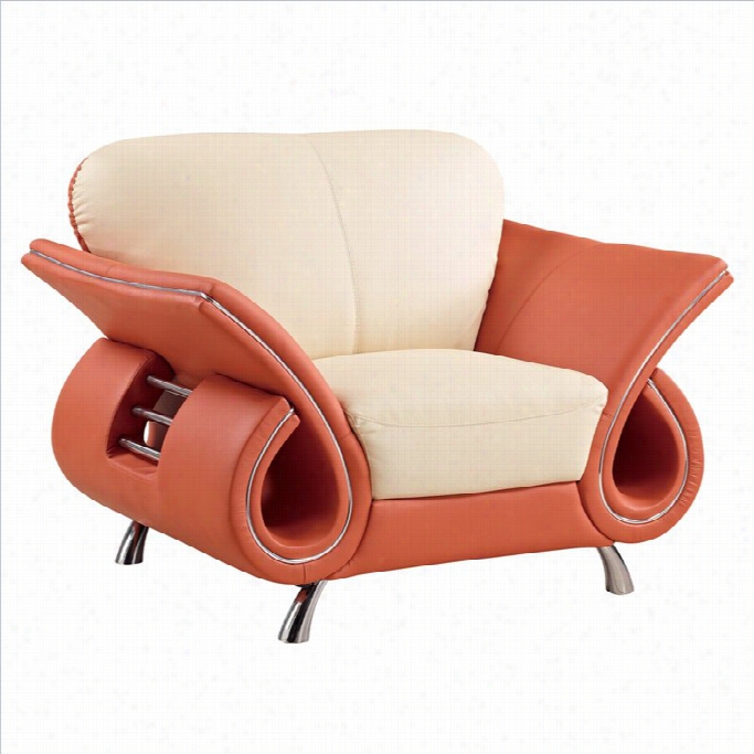 Global Furniture Usa Charlles Leather Club Chair In Beige And Orange