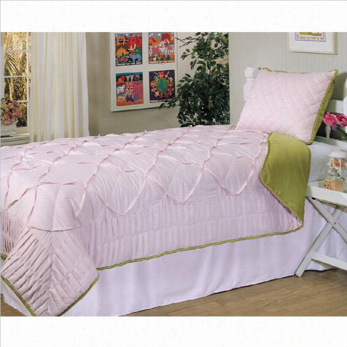 Hallmart Collectibles Kids Princess Pearl 2 Piece Twin Comforter Set In Pink  And Lime