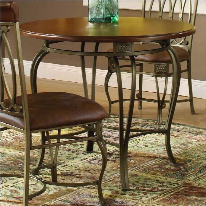 Hillsdale Monteplo 36 Inch Move About Casual Dining Ta Ble In Brown Fnish