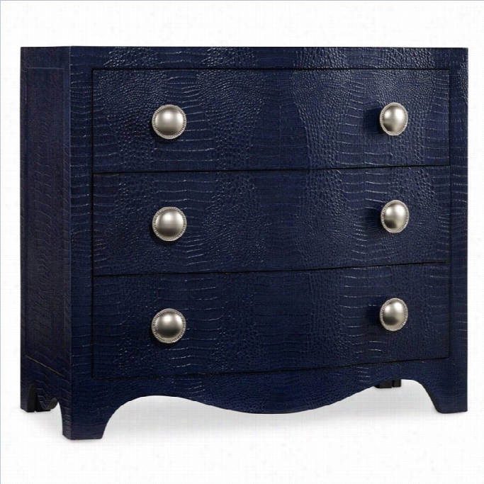 Hooker Furniture Melange 3-drawer Nile Leather Accent Chest In Midnight Bkue