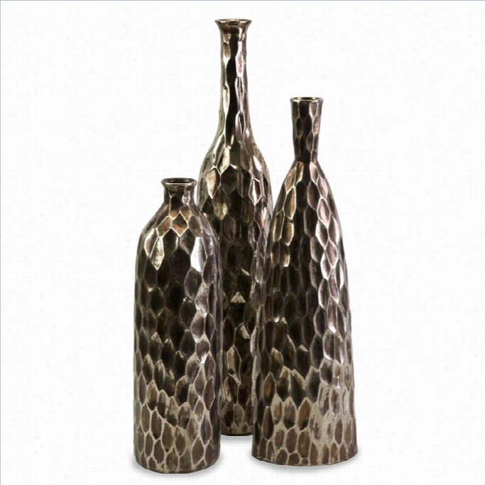 Imax Corporatio Bevan Ceramic Vases In Antique Gold (set Of 3)