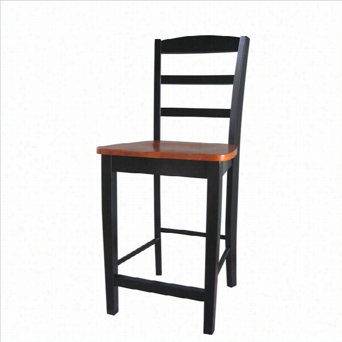 Internatinoal Concepts Madrid 24 Stool In Black And Cherry