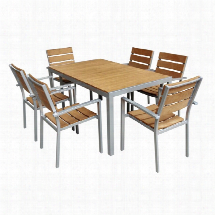 Jeco 7 Piece Poly Wood Dining Set In Yellow