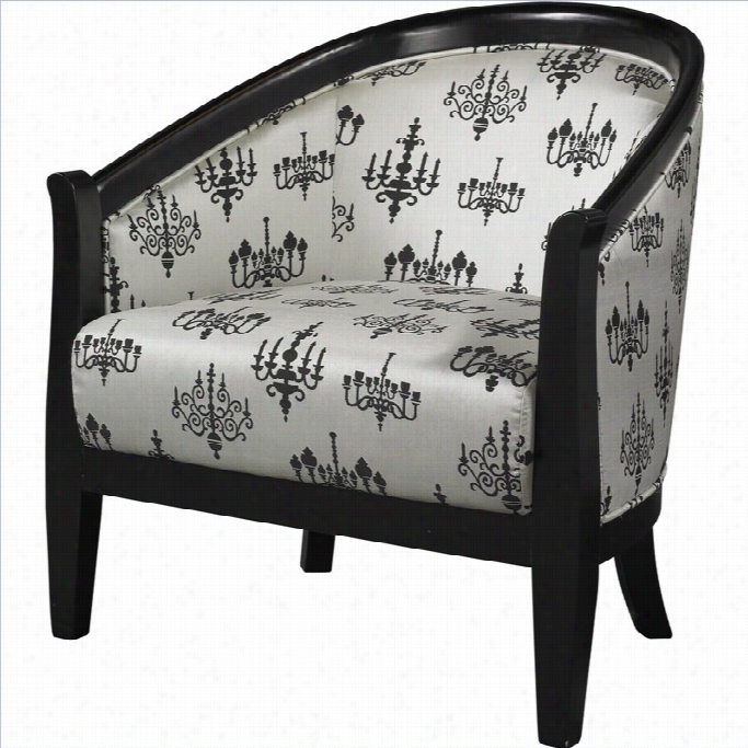 Linon Chandelier Barrel Chair In Black And White