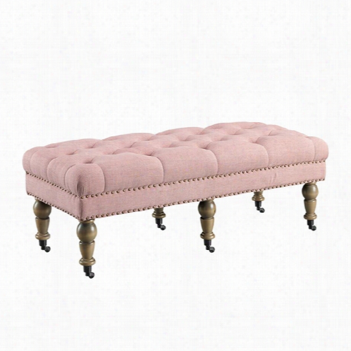 Linon Isabelle 50 Living Room Bench In Pink