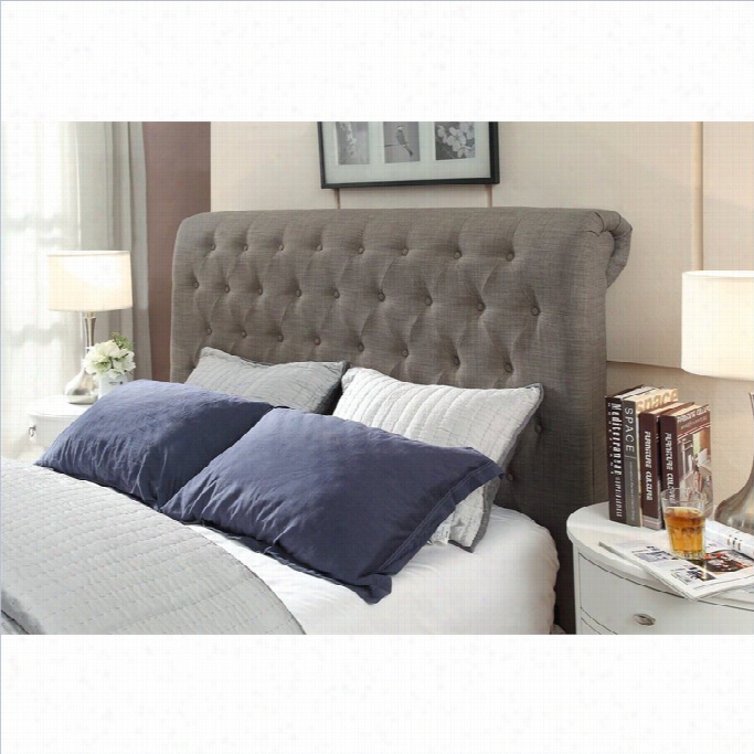 Modus Geneva Tufted Sleigh Headboard In Gray-qqueen