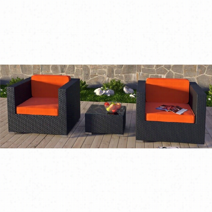 Modway Burrow 3 Piece Outdoor Sfoa Set In Espresso And Orange