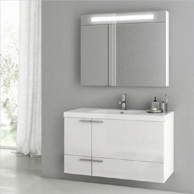 Nmaeek'ss New While 40 Wall Mounted Abthroom Vanity Sset In Glossy White