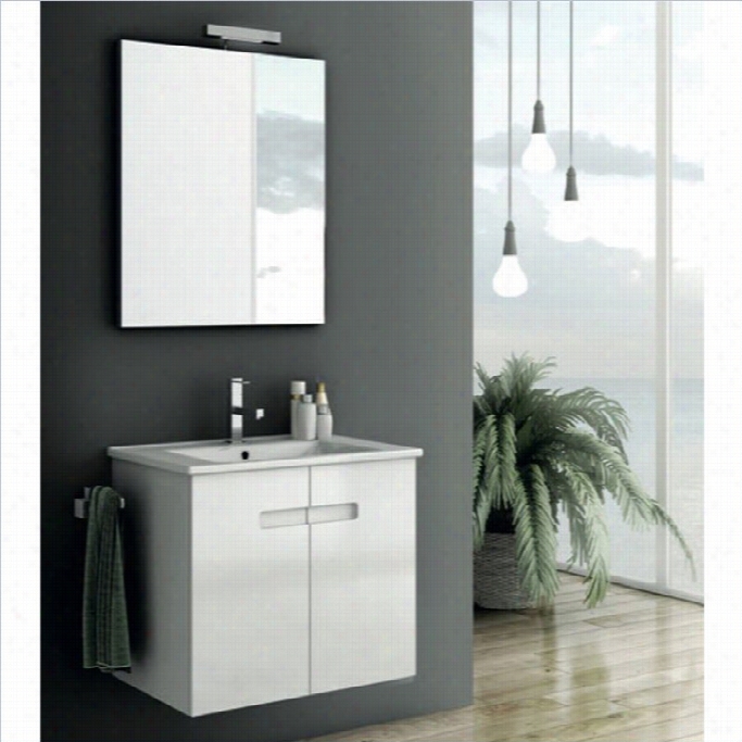 Na Meek's New York 25 Wall Mounted Bathroom Vanity Set In Glossy White