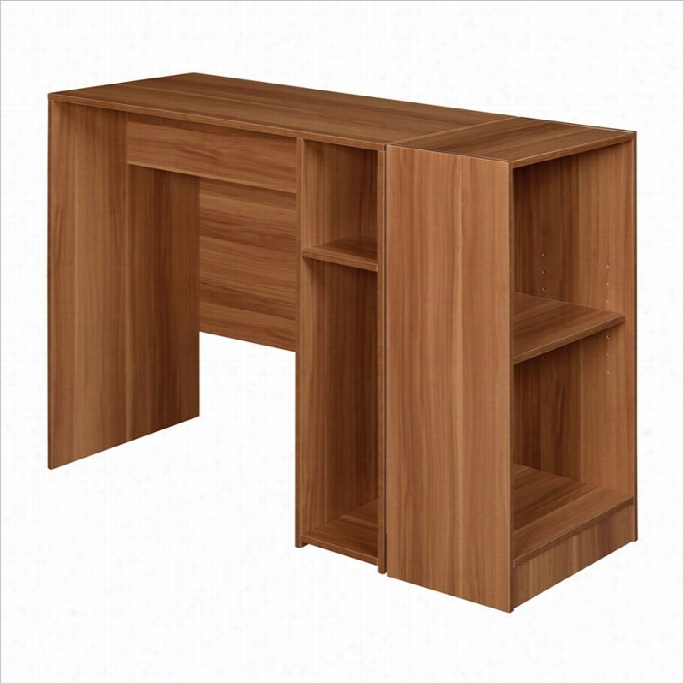 Niche Student Desk With 2-shelf Bookcase In Warm Cherry