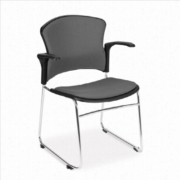 Ofm Multi-use Fabric Seat And Back Stac With  Arms In Gray