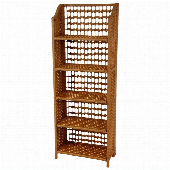 Oriental Furniture 5 Shelf Shelving Unit In Honey
