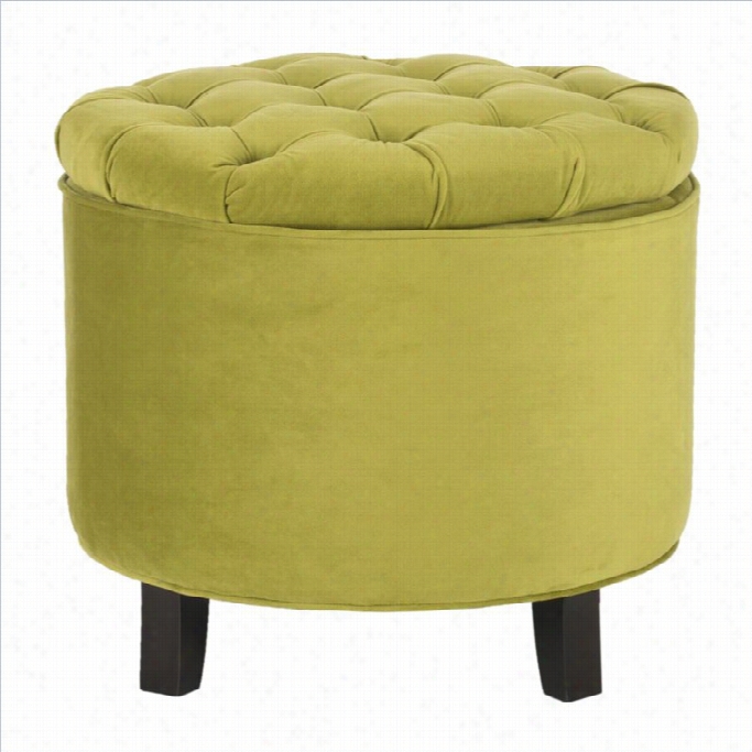 Safavieh Ameli Oak Tufted Stodage Ottoman In Asparagus