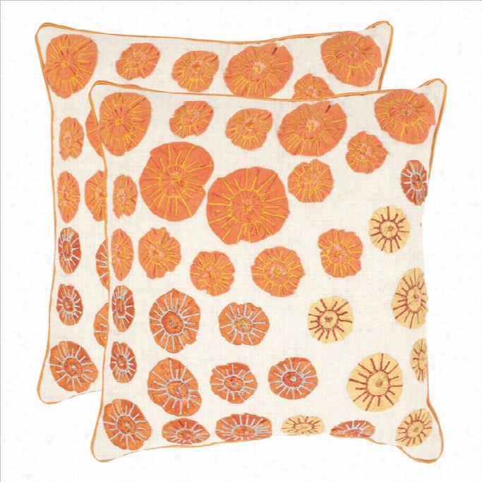 Saf Avieh Aubrey Pillow 18-inch Decorative Pillows In Orange (set Of 2)