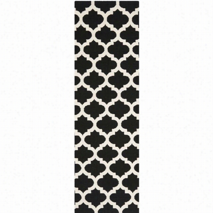 Safavvieh Dhurries Black Contemporary Rug - 2'6 X 7'