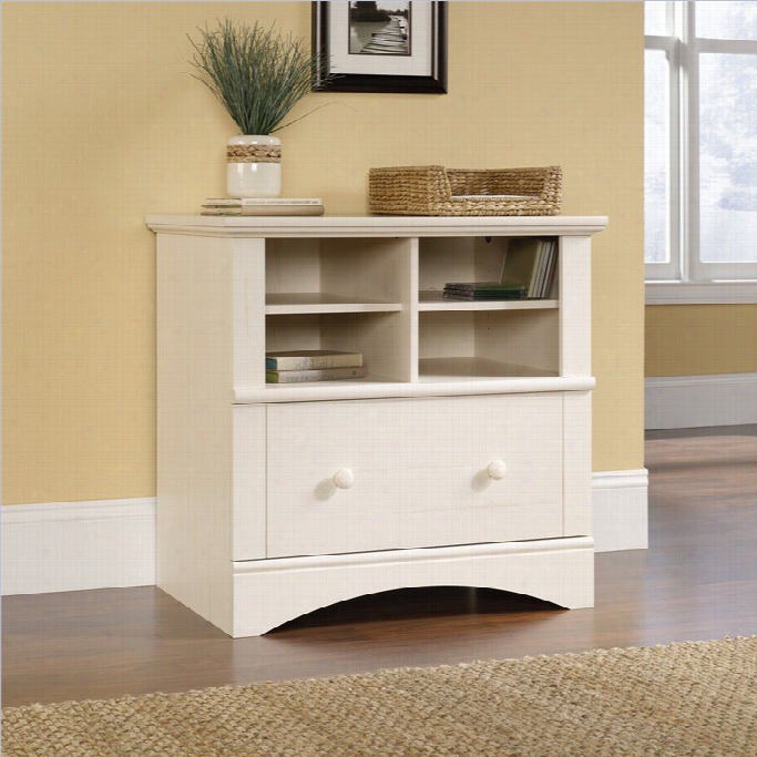 Sauder Harbor View 1 Drawer  Lateral Wood File Cabinet In Old Whitee