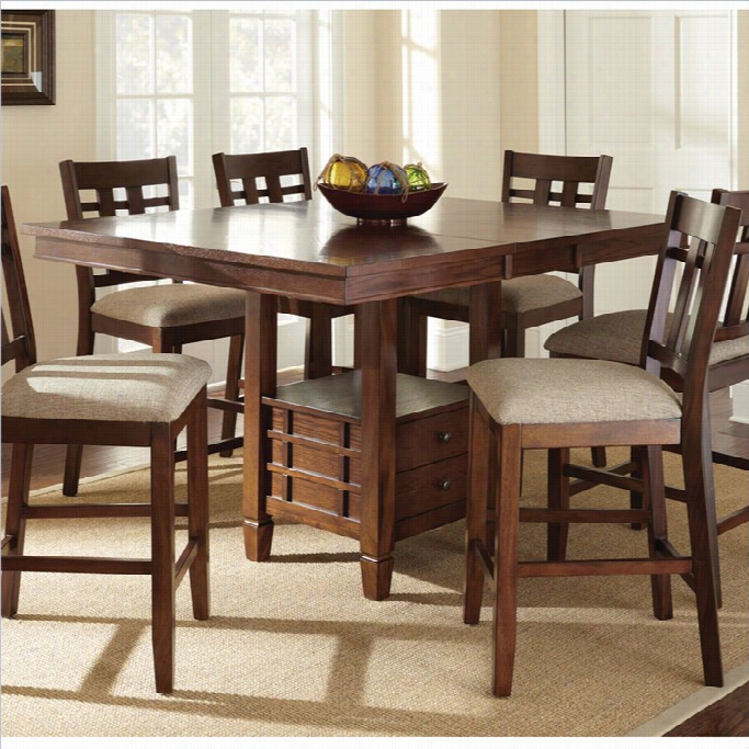 Steve Silver Company Bolton Counter Height Dining Table With Butterfly Elaf In Dark Oak