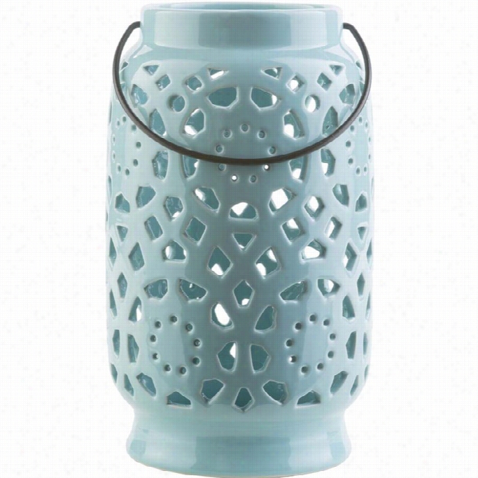 Surya Avery 11 X 6.5 Ceramiv Lantern In Glossy Mint